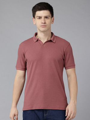 Perfkt-U Solid Men Polo Neck Maroon T-Shirt