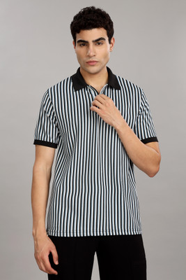 FASHLOOK Striped Men Polo Neck Multicolor T-Shirt