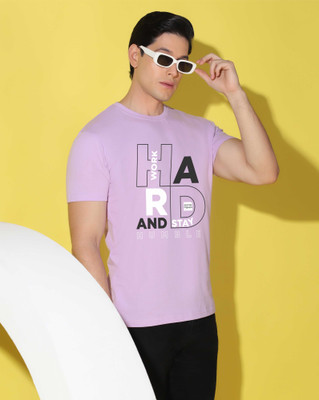 WOOSTRO Graphic Print Men Round Neck Purple T-Shirt