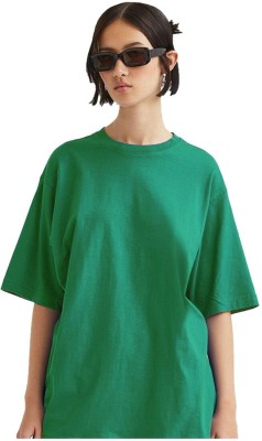 Besick Solid Women Round Neck Green T-Shirt