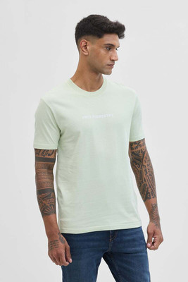 Snitch Solid Men Round Neck Light Green T-Shirt
