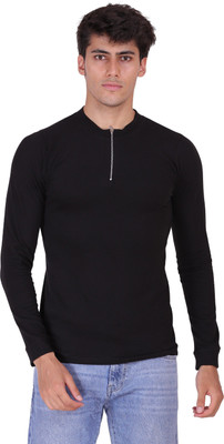 Styvibe Solid Men Henley Neck Maroon T-Shirt