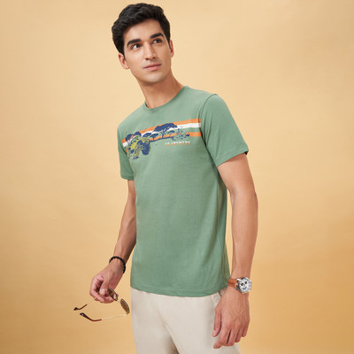 Urban Ranger by Pantaloons Solid Men Round Neck Dark Green T-Shirt