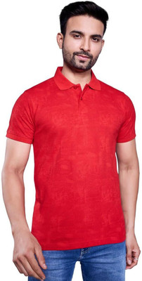 m2hit Printed Men Polo Neck Red T-Shirt