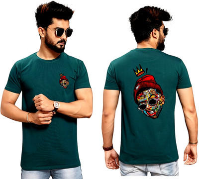 PEZOZ Printed Men Round Neck Dark Green T-Shirt