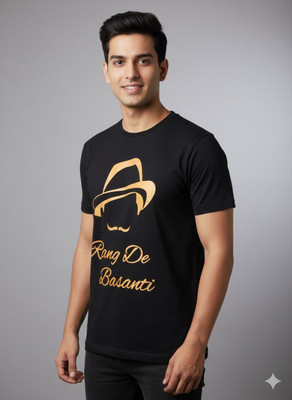 Awadhmart Graphic Print Men Round Neck Black T-Shirt