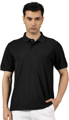 RSO Outfits Solid Men Polo Neck Black T-Shirt