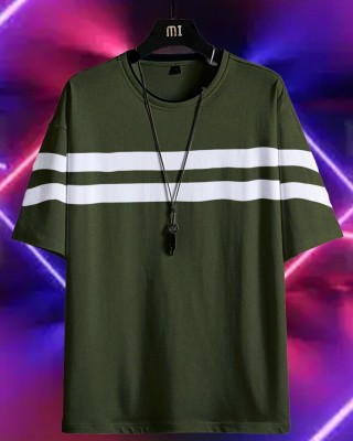 Pytton Striped Men Round Neck Green T-Shirt