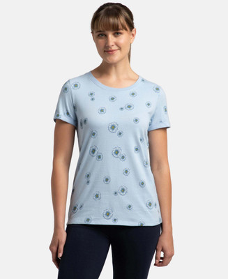 JOCKEY Printed Women Round Neck Blue T-Shirt