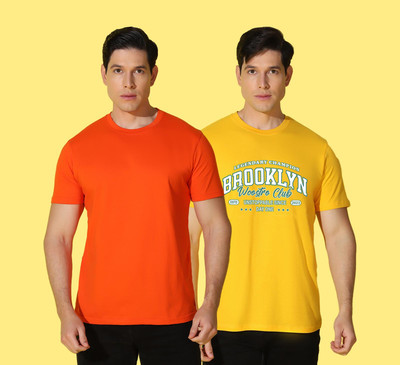WOOSTRO Solid, Printed Men Round Neck Multicolor T-Shirt
