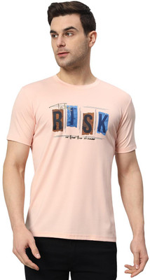 DK TRENDZ Printed Men Round Neck Reversible Pink T-Shirt