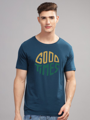 ADRO Printed Men Round Neck Dark Green T-Shirt