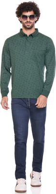 ARRAY Printed Men Polo Neck Green T-Shirt