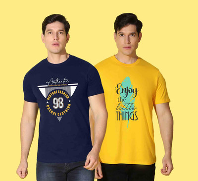 WOOSTRO Printed Men Round Neck Multicolor T-Shirt
