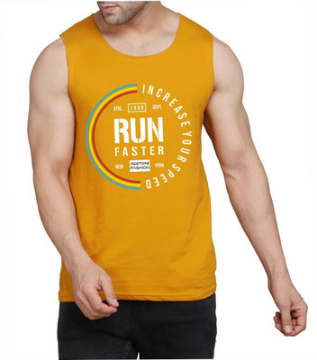 WOOSTRO Printed Men Scoop Neck Yellow, White T-Shirt