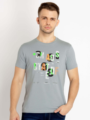 Status Quo Typography Men Round Neck Grey T-Shirt
