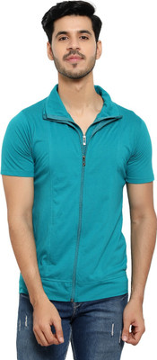 Adorbs Trend Solid Men Polo Neck Dark Blue T-Shirt