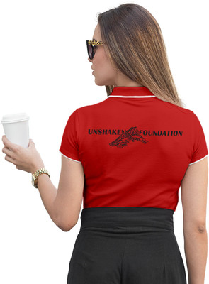 Fighterhero Printed Women Polo Neck Red T-Shirt