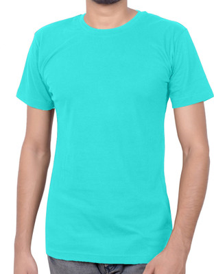 Konqlor Solid Men Round Neck Light Green T-Shirt