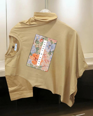 DRIPTHREAD Printed Men Round Neck Beige T-Shirt