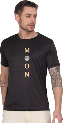 Dazzle Printed Men Round Neck Black T-Shirt
