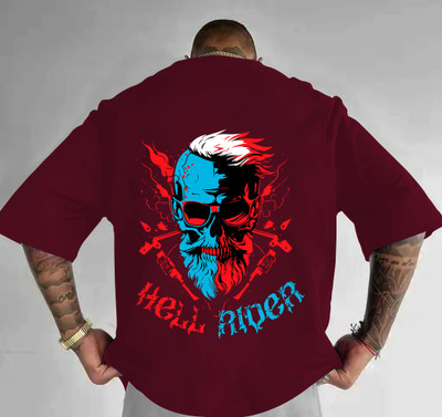 TeeBrozz Printed, Typography Men Round Neck Maroon T-Shirt