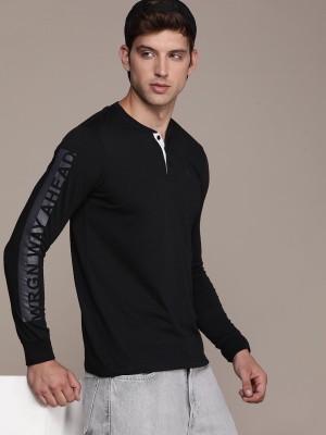 WROGN Solid Men Round Neck Black T-Shirt