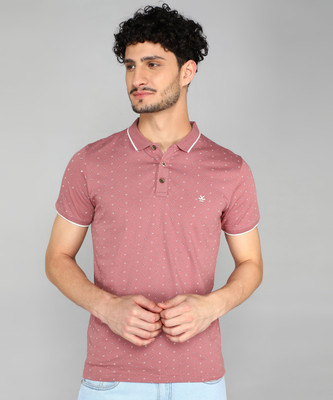 WROGN Printed Men Polo Neck Pink T-Shirt