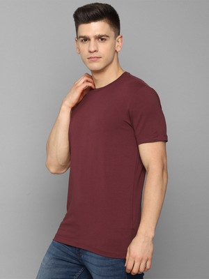OrrganicChics Solid Men Round Neck Maroon T-Shirt