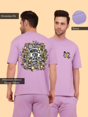 PicPok Graphic Print Men Round Neck Purple T-Shirt