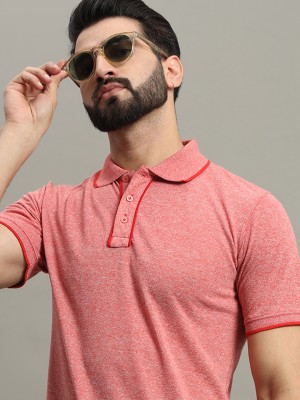 GETGOLF Solid Men Polo Neck Red T-Shirt