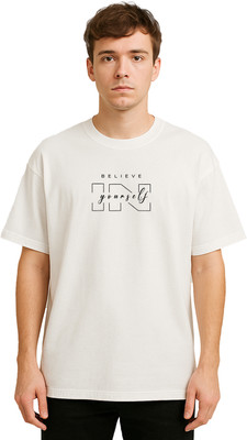 Buddy Collection Printed Men Round Neck White T-Shirt