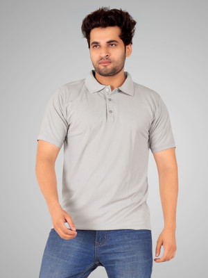 SPARS INTER Solid Men Polo Neck Grey T-Shirt
