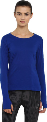 Ap'pulse Solid Women Round Neck Blue T-Shirt