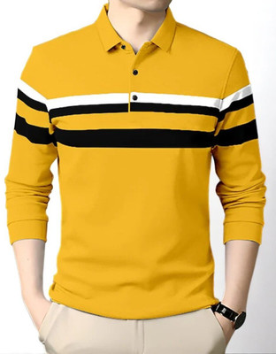 Autna Printed Men Polo Neck Beige T-Shirt