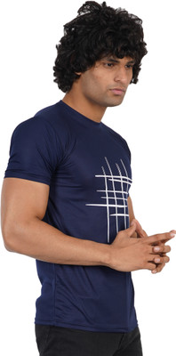 Oishee Printed Men Round Neck Dark Blue T-Shirt