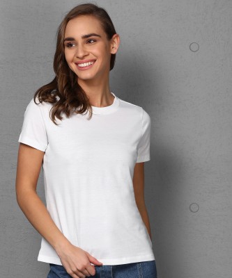 METRONAUT Solid Women Round Neck White T-Shirt