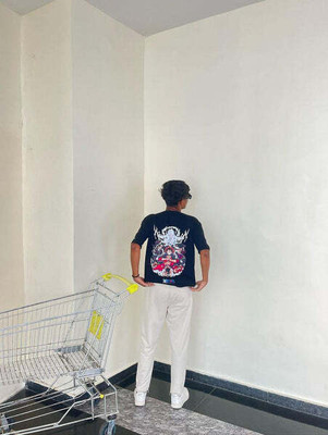 getsetwear Printed Men Round Neck Black T-Shirt