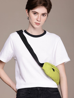 Roadster Solid Women Round Neck White T-Shirt