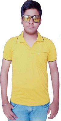 RADHIKAA FASHIONS Solid Men Polo Neck Yellow T-Shirt