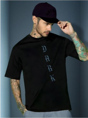 Aahna Fashion Graphic Print Men Round Neck Black, Blue T-Shirt