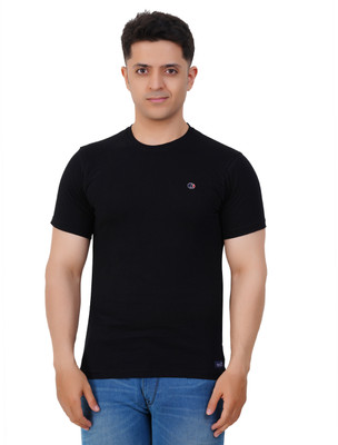 Occult Solid Men Round Neck Black T-Shirt