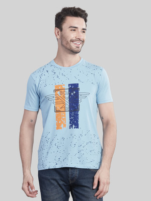 BE POSITIVE Printed, Typography Men Round Neck Blue T-Shirt