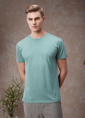 Magneto Solid Men Round Neck Light Green T-Shirt