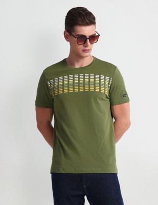 Arrow Sport Graphic Print Men Round Neck Green T-Shirt