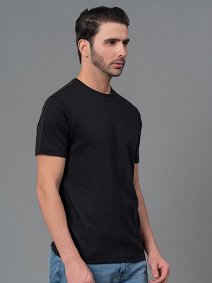 OrrganicChics Solid Men Round Neck Black T-Shirt