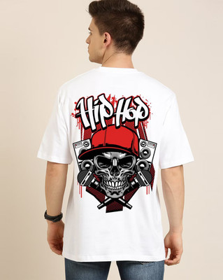 Clickwell Trend Printed Men Round Neck White T-Shirt
