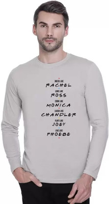 LV CARE Printed, Self Design Men Round Neck Grey T-Shirt