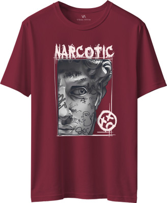 VibezAttire Graphic Print Men Round Neck Maroon T-Shirt