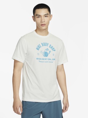 NIKE Printed Men Round Neck White T-Shirt